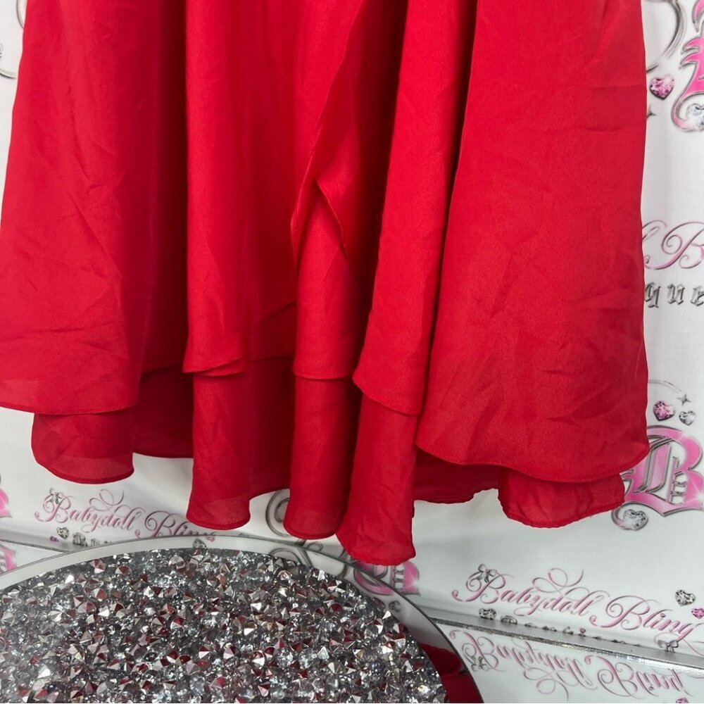 Banana Republic Dress Vneck Ruffle Detail Vibrant Red Classy Dress View 5